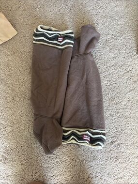 Hunter Brown Fleece Boot Socks with Striped Cuff Detail